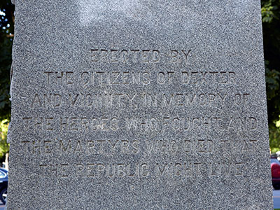 Dexter GAR monument text detail. Image ©2016 Look Around You Ventures, LLC.
